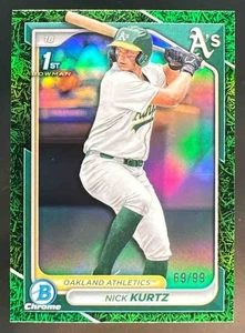 2024 Bowman Draft Nick Kurtz Chrome Green Grass Refractor /99 #BDC-56 1st Bowman - Bild 1 von 2