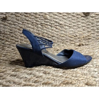 IMPO Vanolo Womens Distressed Wedge Sandals Open Toe Shoes Navy Size 10 M - Image 1 of 4