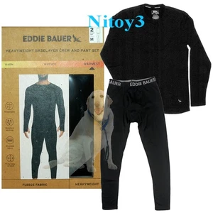 Eddie Bauer Heavyweight Fleece Baselayer Crew/Pants Set-Odor Control Men Medium - Picture 1 of 1
