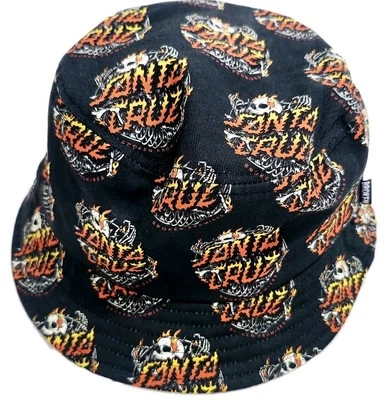 Santa Cruz Skateboards X Broken Promises Bucket Hat Flaming Skeleton Black - Image 1 of 4