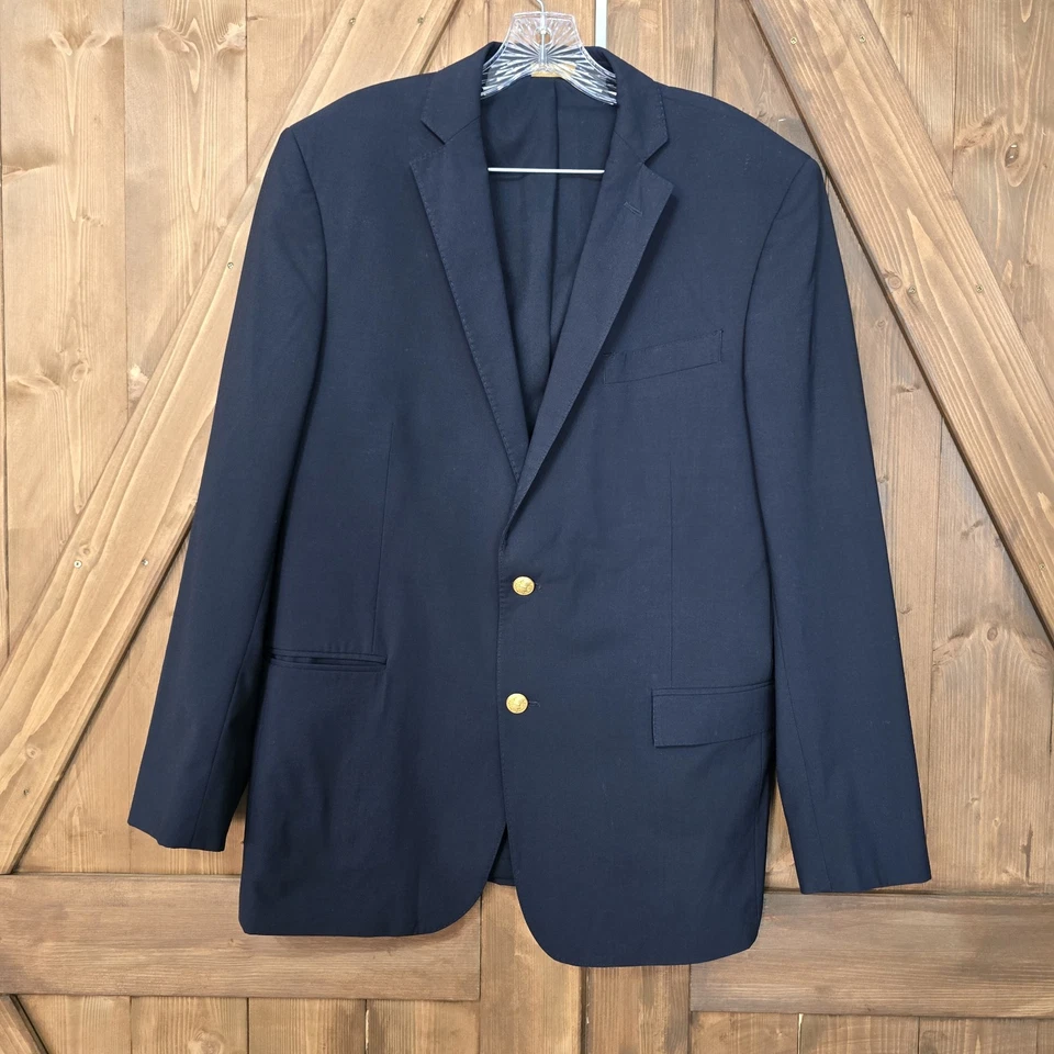Brooks Brothers Regent Fit Navy Blazer 42R Gold Buttons Classic Wool Blend - Image 1 of 4