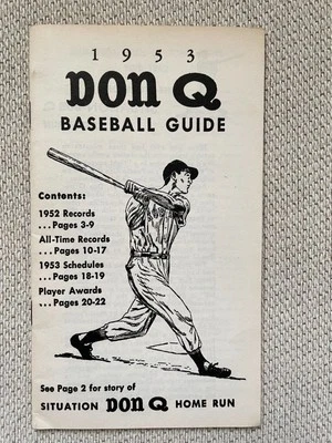 Ted Williams Cubierta 1953 "Don Q" Guía de Béisbol - Raro Puerto Rico Boston Red Sox Foto 1 de 4