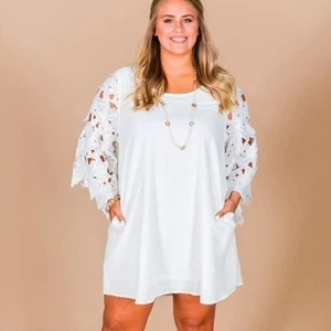 Vestido de BODA Umgee Blanco Encaje Ganchillo Playa Talla Pequeña TODO Nuevo - Imagen 1 de 10