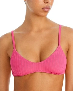 Solid & Striped Womens The Rachel Ribbed Bikini Top Medium Hot Pink - NWT - Picture 1 of 6