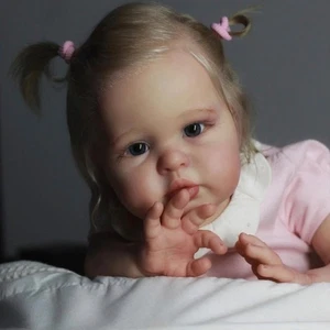 22 Zoll bereits fertig Reborn Baby Puppe Kleinkind Mädchen verwurzeltes Haar Stoffkörper Geschenk - Bild 1 von 5