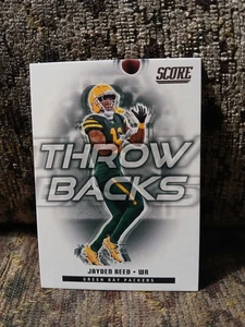 2025 Panini Score Jayden Reed #24 Throwbacks Insert Green Bay Packers - Imagen 1 de 2