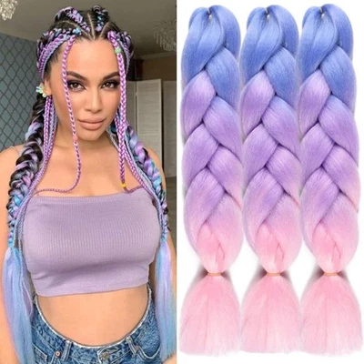 24 Pouces Kanekalon Ombre Jumbo Cheveux Tressage Extensions3 paquet de meches... - Photo 1/4