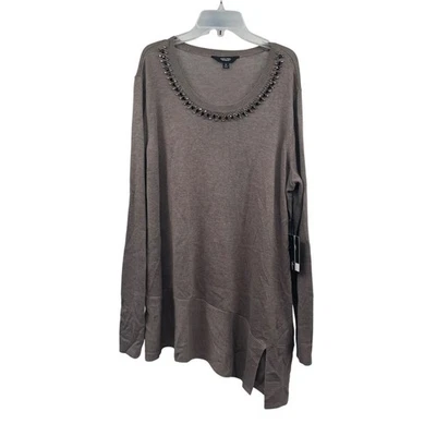 Suéter Simply Vera Vera Wang Estrás Cuello Dobladillo Asimétrico Multicolor 1X Nuevo Foto 1 de 4