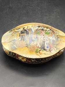 Joyero vintage japonés Royal Satsuma baratija con oro y geishas niñas - Imagen 1 de 12