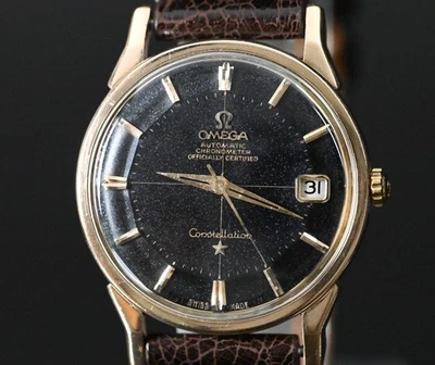 OMEGA CONSTELLATION 14902 BLACK PIE PAN ROSE GOLD CAPPED WATCH 34 MM (ORIGINAL) - Image 1 of 4