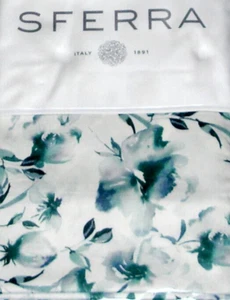 Sferra Duchesse Boudoir Sham Reversible Cadet Blue Floral Cotton Sateen New - Picture 1 of 6