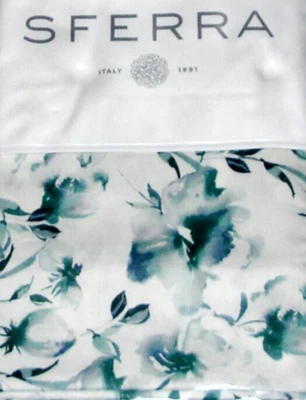 Sferra Duquesa Estándar Falsa Reversible Cadete Azul Floral en Algodón Satén NUEVO Foto 1 de 4