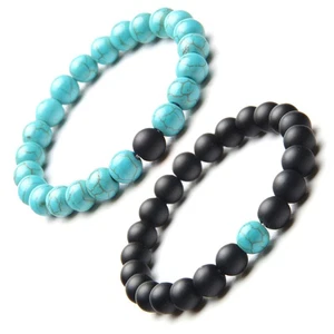  2 Pezzi Bracciali Abbinati Cuore Amore Perline Regalo Coppia per Coppie - Foto 1 di 6