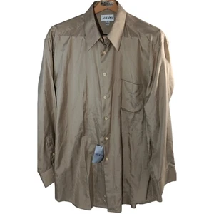 Alfani Beige 100% Silk Oxford Dress Shirt Mens X-Large 17 32/33 MSRP $39.50 - Picture 1 of 8