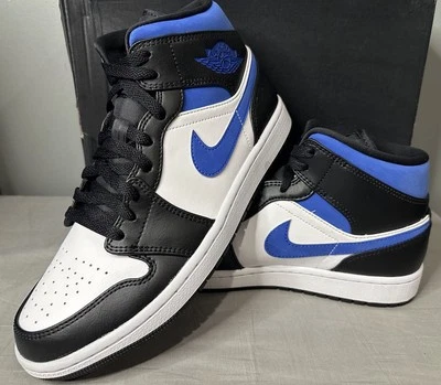 Air Jordan 1 Mid Blanco Negro Corredor Azul 554724-140 Hombre Talla 9.5 Foto 1 de 4