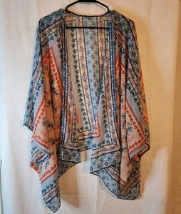 Women's Kimono Open Front Lightweight Sheer One Size Multicolor - Picture 1 of 9
