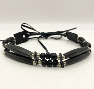 Buffalo Horn Hairpipe Choker Necklace Two Line Beaded Handmade Tribal Native - Picture 1 of 7