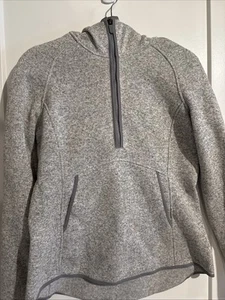 LULULEMON Fleece And Thank You 1/2 Zip Hoodie Sweatshirt Womens Sz M or L? Gray - Picture 1 of 5