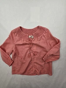 Rachel Zoe Linen Blend Tunic Top Long Sleeve Blouse Coral Sz XS NWT - Foto 1 di 9