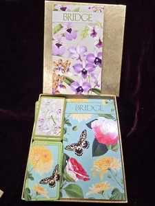 Vintage Caspari Bridge Geschenkset - 2 Decks Großdruck Spiele Landhaus Karten Basteln - Bild 1 von 9