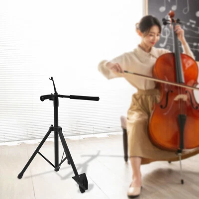 Adjustable Foldable Stand for Cello with Hook for Bow - Black - Image 1 of 4