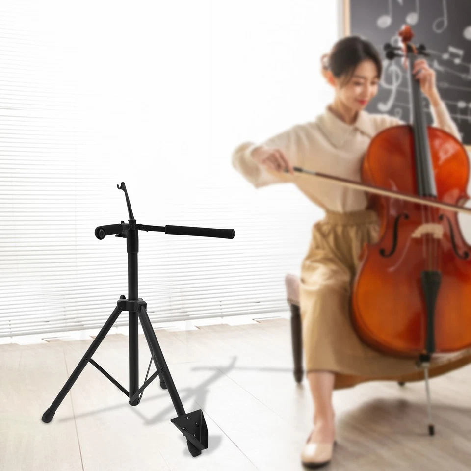 Adjustable Foldable Stand for Cello with Hook for Bow - Black - Image 1 of 4