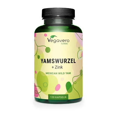 Vegavero Yamswurzel + Zink | 120 Kapseln | Wild Yams Extrakt | vegan