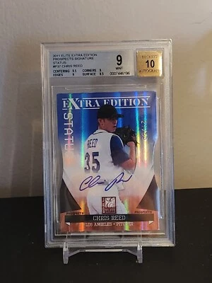 2011 Elite Extra Blue Status Die Cut Chris Reed Rookie RC Auto BGS 9/10 /50 - Image 1 of 2
