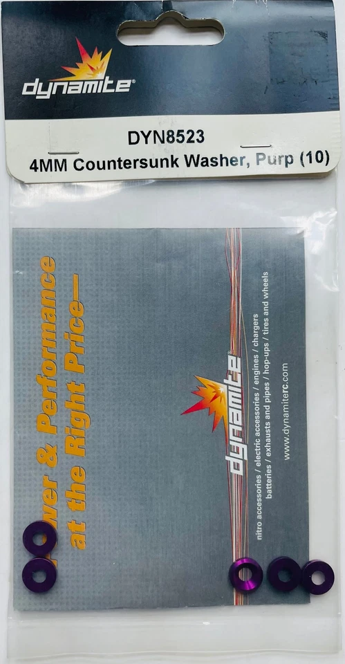 Dynamite 4mm Purple Countersunk Washers (10) DYN8523 - Image 1 of 1
