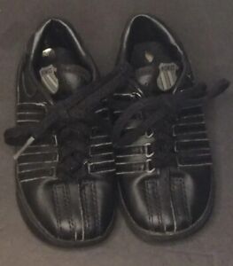 K-Swiss - Classic 20144 - Black Leather Infant Toddler Shoes Size 7 kayswiss