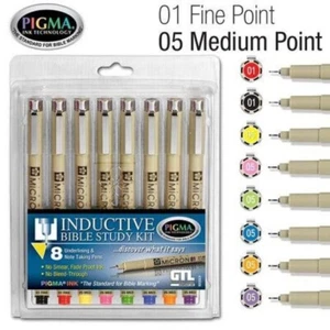 Inductive Bible Study Kit Pigma Ink 8 Micron Underlining & Note Taking Pens NIB - Picture 1 of 2