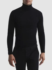 160 $ REISS Caine schmale Passform Rollkragenpullover aus Merinowolle | schwarz | Large - Bild 1 von 16
