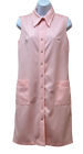 Vintage Retro Polyester Sleeveless Mod Dress Dagger Collar Pocket Bubblegum Pink