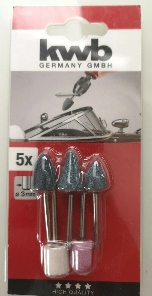 KWB 5-tlg Keramische Miniatur- Schleifstifte Schleifkörper Set Walze Kegel - Bild 1 von 1