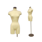 Adult Female Dress Form Mannequin Off White Pinnable Torso with Round Metal Base