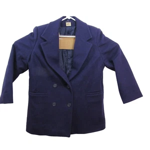 CPI Mohair Pure Wool Purple Double Breasted Peacoat Car Coat Women 16 Vintage - Picture 1 of 7