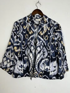 Giacca arazzo Chico's blu reggenza arte stampa astratta 16 18 XL 3 - Foto 1 di 12