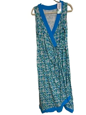 Land’s End Cotton/Modal Soft Turquoise Floral Maxi Dress Large NWT Beach - Image 1 of 4