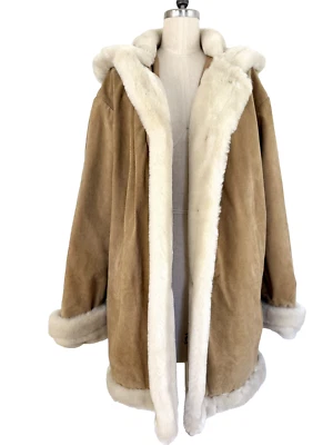 Chaqueta de gamuza de cuero Wilson forro acolchado tostado abrigo con capucha Penny Lane S de gran tamaño Foto 1 de 4