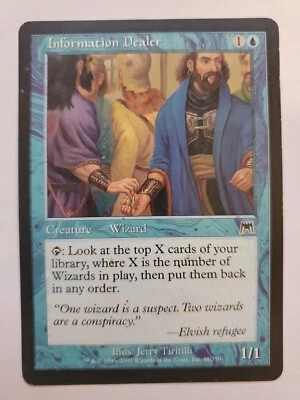 MTG Magic The Gathering Card Information Dealer Creature Wizard Blue Onslaught  - Image 1 of 2