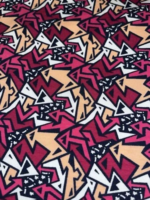 Jersey Baumwollstoff rosa weiß schwarz Zick Zack Abstrakt Baumwolle - Bild 1 von 4