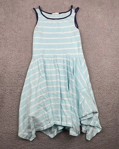 Crazy 8 Girls Summer Dress Striped Blue White Sundress Size Large (10/12) - Picture 1 of 9