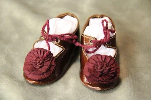 Zapatos de cuero para muñeca antigua Kestner Jumeau Bru 2-1/2" (65 mm) #292 Dolantik - Imagen 1 de 9