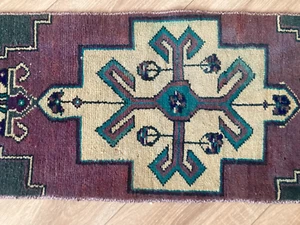 Turkish Rug, Vintage Rug,Doormat Rug, Boho Deco,Handmade Rug,Carpet 1,2 x 2,7 ft - Picture 1 of 9