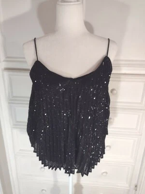 Nueva Blusa sin mangas Banana Republic negra lentejuelas clásica talla XS Foto 1 de 4