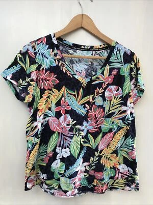 CALVIN KLEIN PERFORMANCE MUJER PEQUEÑO AZUL FLORAL MANGA CORTA CUELLO EN V Foto 1 de 3