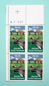Sc # 2066 ~ Plate # Block ~ 20 cent Alaska Statehood Issue (cg16) - Picture 1 of 1