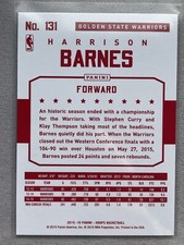 2015-16 Panini NBA Hoops Red Back Harrison Barnes Golden State Warriors  No. 131