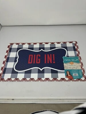 PIONEER WOMAN CHARMING CHECK 'DIG IN' PET FEEDING MAT - WATER RESISTANT - Image 1 of 4