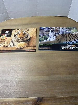 Set of 2 Wildlife Tiger Calendars Tiger Creek 2020 Tiger Haven 2020 Ephemera - Image 1 of 4